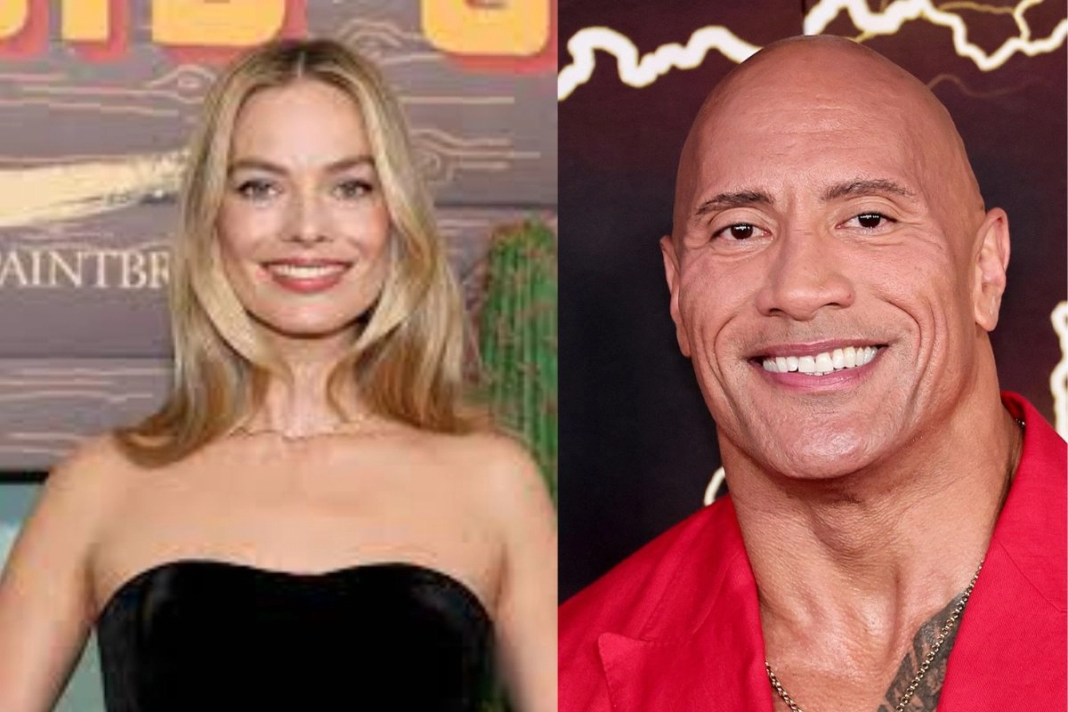 Margot Robbie and Dwayne Johnson